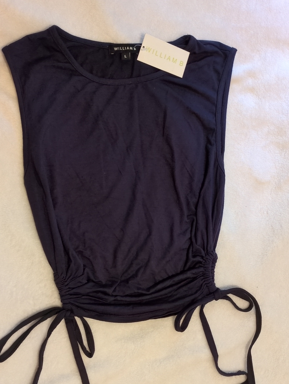 Williams B Women’s Navy Sleeveless Side Drawstring Top Size L